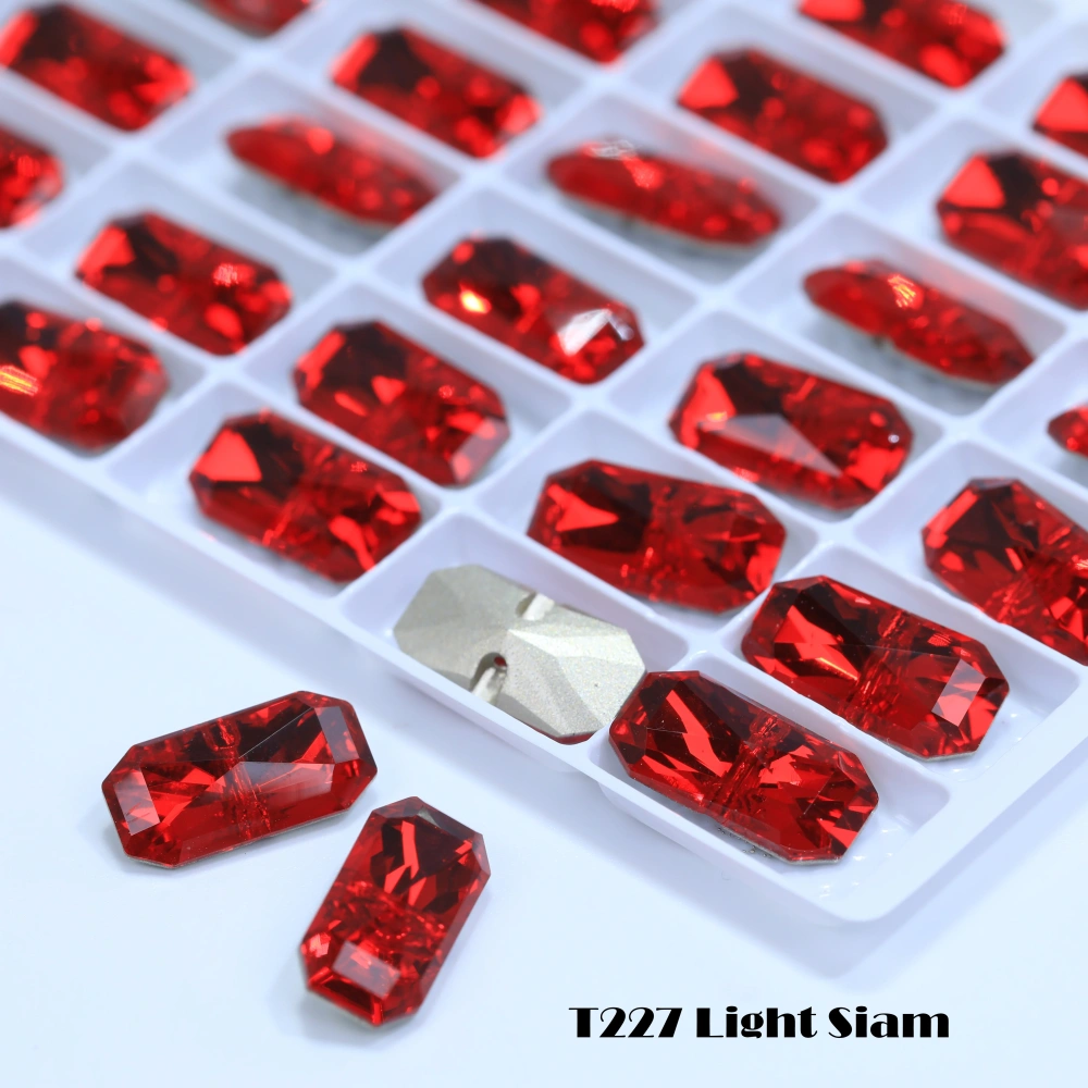 Princess Octagon Shape Crystal Buttons Cross Hole Shiny Rhinestone Buttons for Wedding Dress Apparel Sewing Accessories