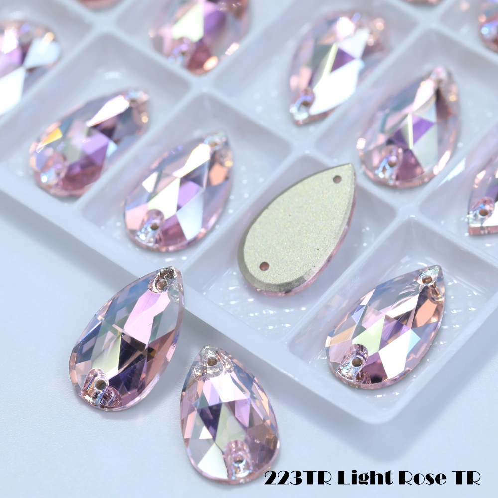 Drop TR Effect Transmission Silk Siam Glass Crystal Sewing Stones Flatback Sew on Rhinestones For Garment Clothes Bags
