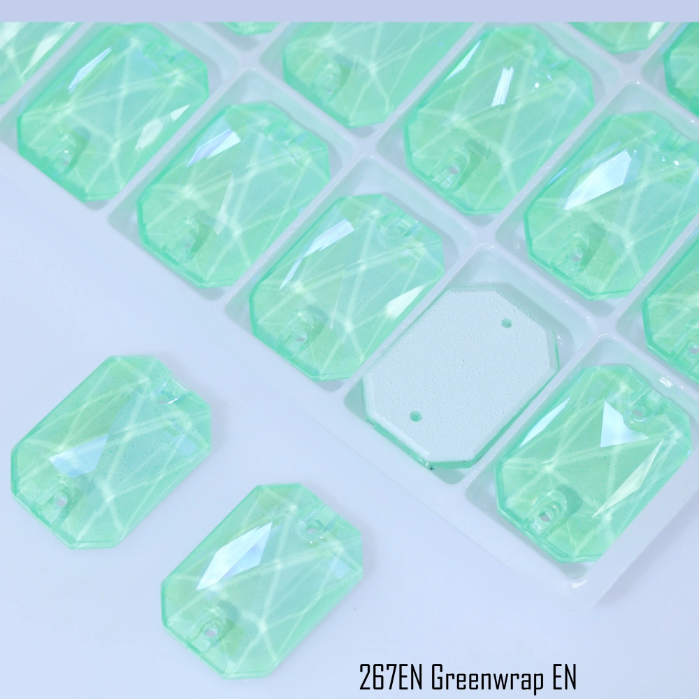 Luminous Emerald Cut Glass Crystal Sew-on Stones Paint Effect Style Sparkling Sewing Stones for Clothing Decoration Rhinestones