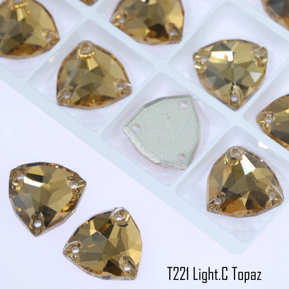 Triangle Sew on Stone Moonlight Glass Crystal Dazzling Hotfix Flatback Sewing Colorful Rhinestones For DIY Garment Clothes Bags