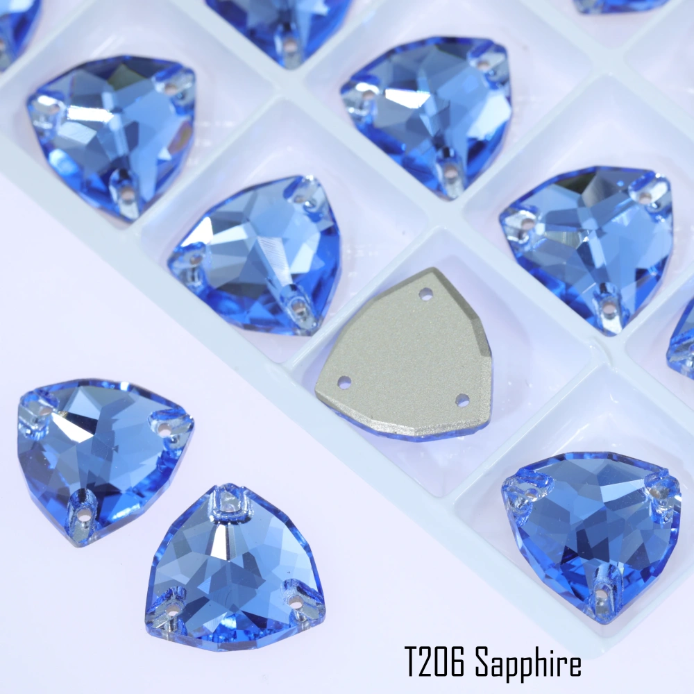 Triangle Sew on Stone Moonlight Glass Crystal Dazzling Hotfix Flatback Sewing Colorful Rhinestones For DIY Garment Clothes Bags