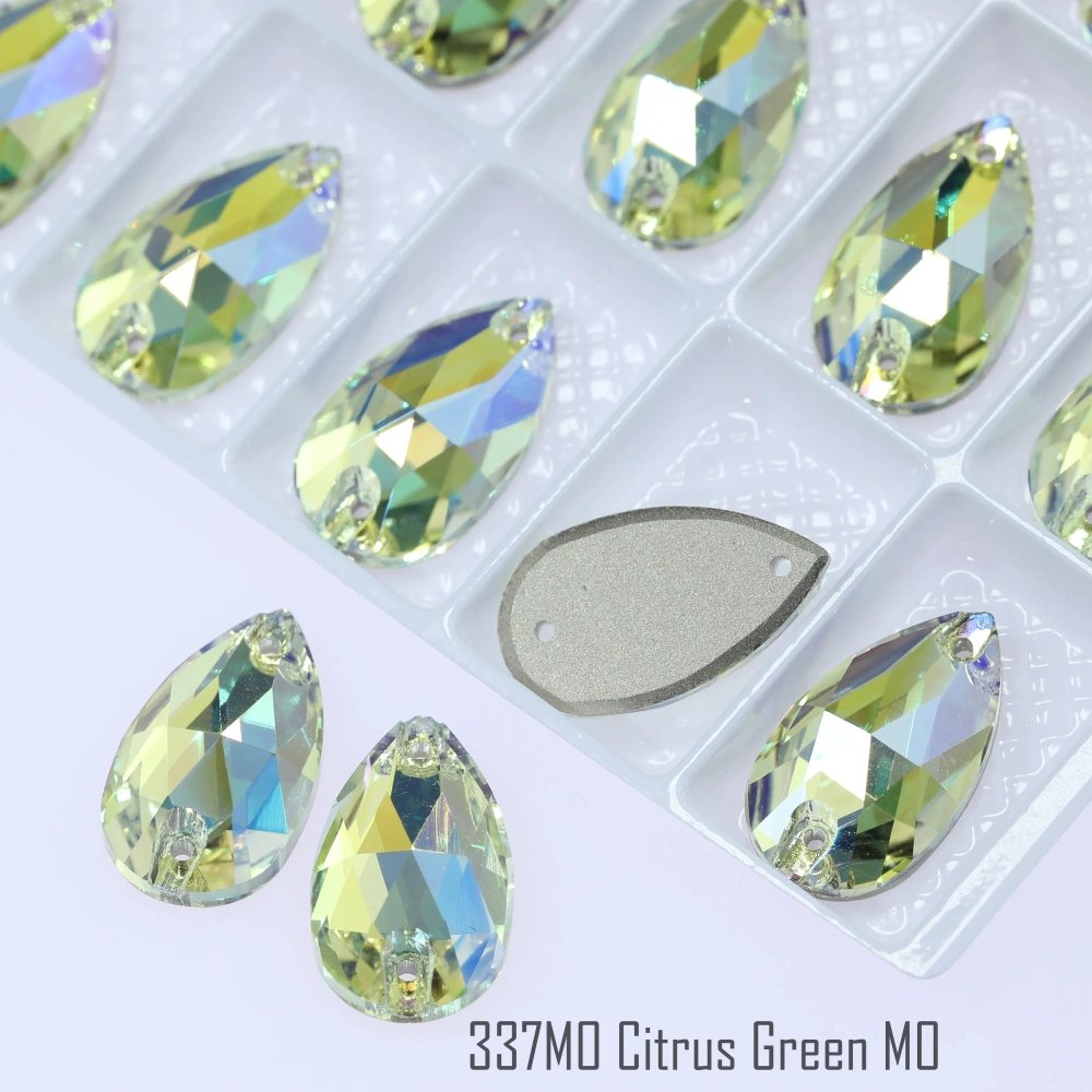 MO Sparkling Glass Rhinestone Drop Sew-on Stones Normal Color Plating Effect DIY Craft Clothing Shoe Bag Accessory Fancy Crystal