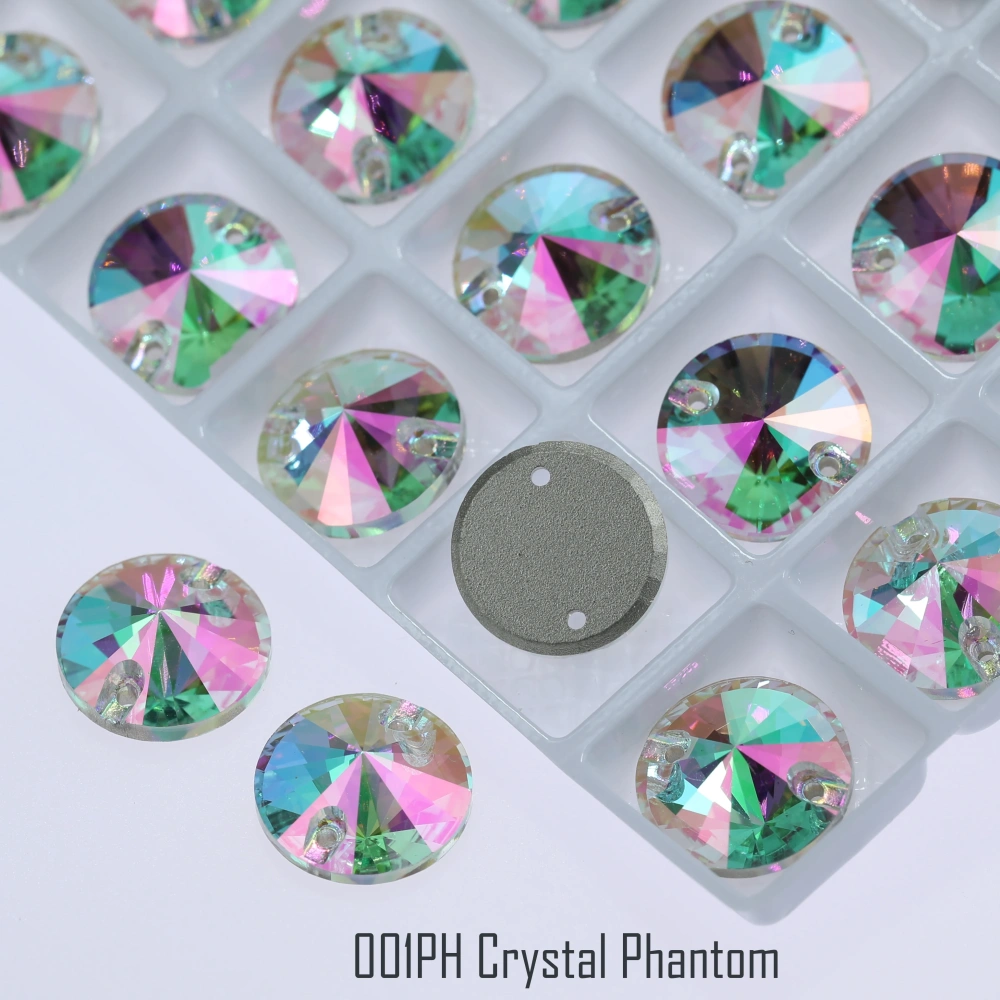 Rivoli Sew-on Stone Crystal Plating Effect Sparkling Fancy Sewing Stones Glass Crystal Rhinestones for DIY clothing and wedding