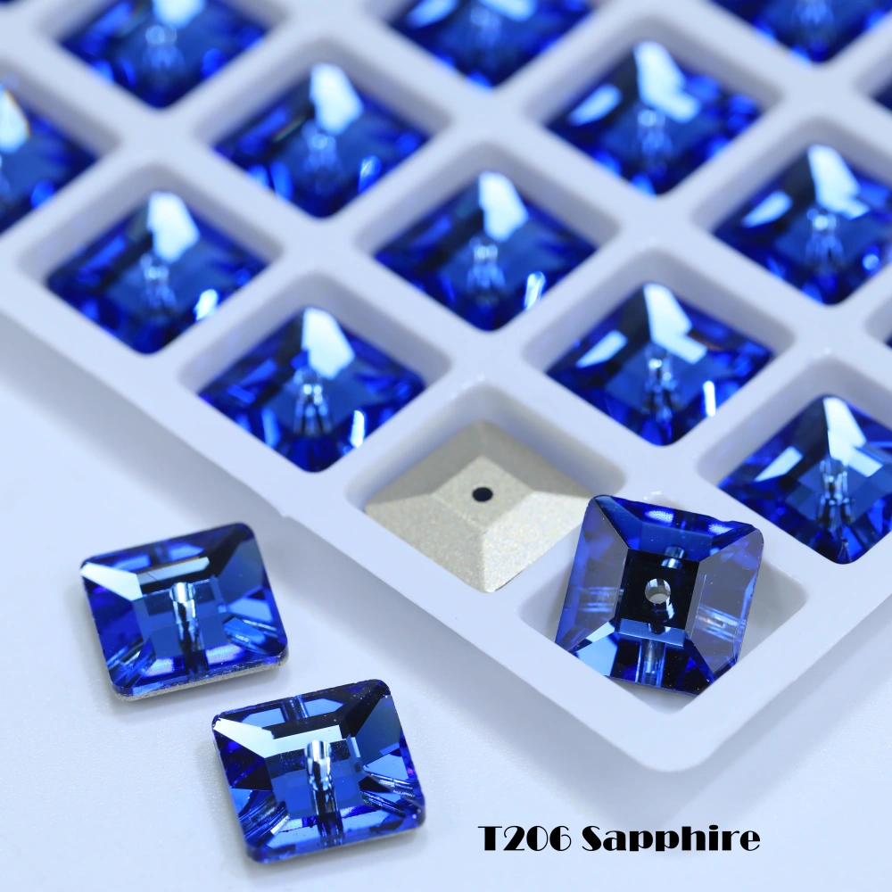 Premium Glass Crystal Square Lochrose Sew-on Stone White Coated Rhinestones For DIY Handmade Crafts Clothing Decor Accessories