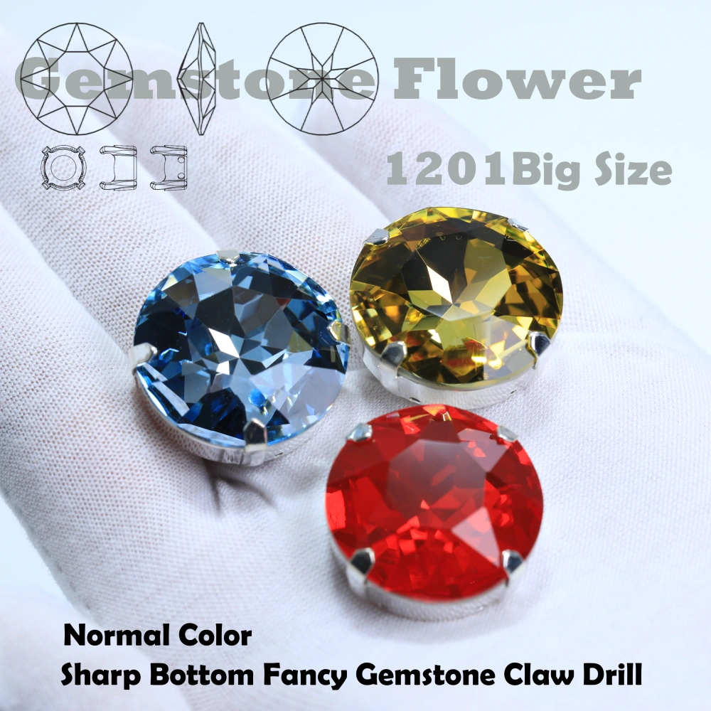 Sparkly Color  Gemstone Flower Big Glass Crystal Sewing Stones Clothing Phone Case Bedazzling Bag Decor Bling DIY Craft Supplies