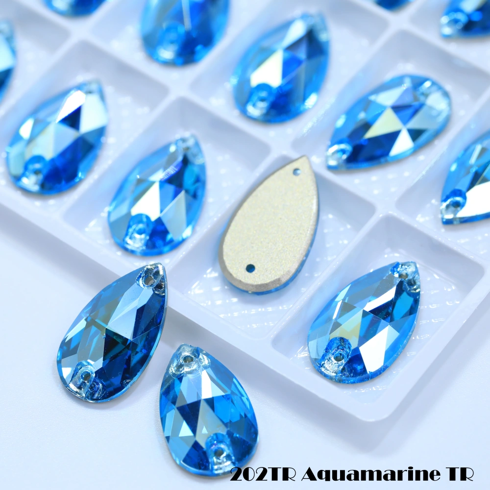 Drop TR Effect Transmission Silk Siam Glass Crystal Sewing Stones Flatback Sew on Rhinestones For Garment Clothes Bags
