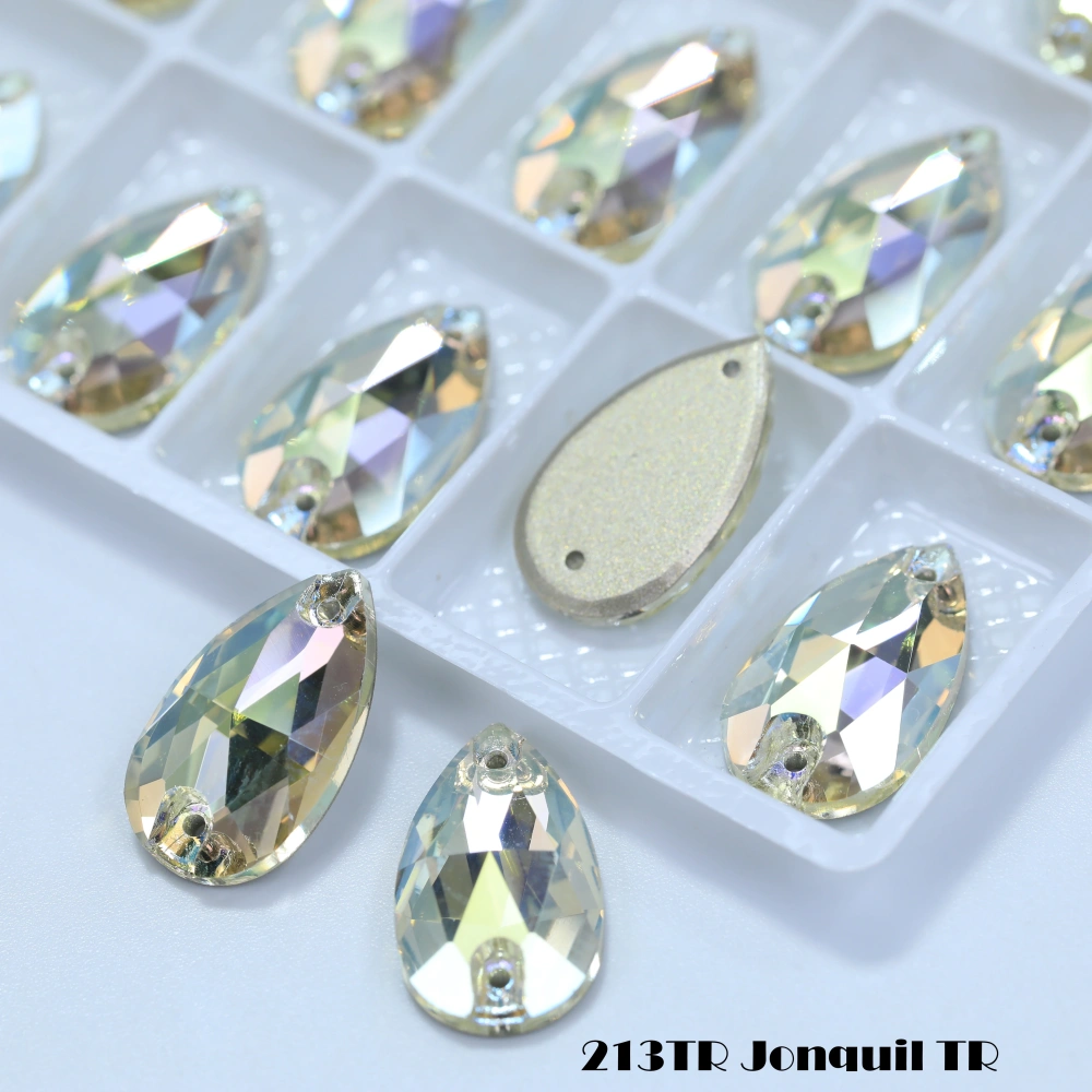 Drop TR Effect Transmission Silk Siam Glass Crystal Sewing Stones Flatback Sew on Rhinestones For Garment Clothes Bags