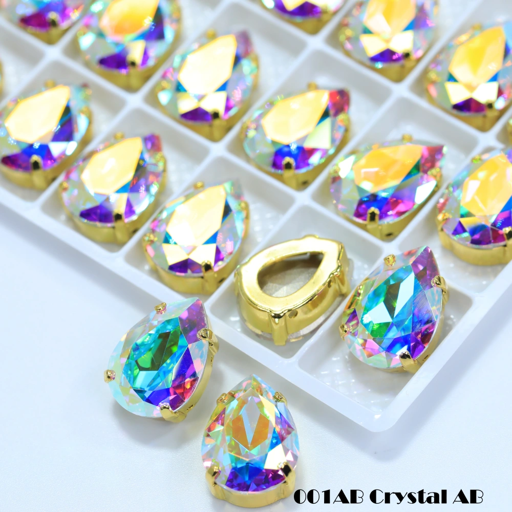 Top Grade Glass Crystal Chubby Teardrop Claw Rhinestones White Coated Colorful Shiny for Bags Shoes Apparel Phone Case DIY Nail
