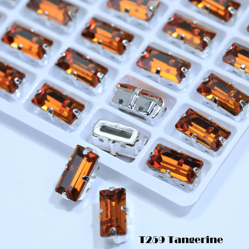 Top Quality Color Glass Crystal Baguette Rectangle Pointed Back Sew on Claw Rhinestones Shiny Fancy Loose Stones DIY Garment bag
