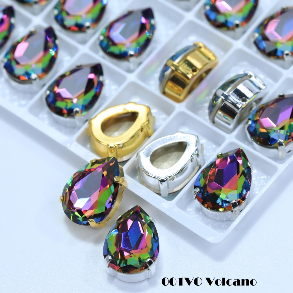 Top Grade Glass Crystal Chubby Teardrop Claw Rhinestones White Coated Colorful Shiny for Bags Shoes Apparel Phone Case DIY Nail