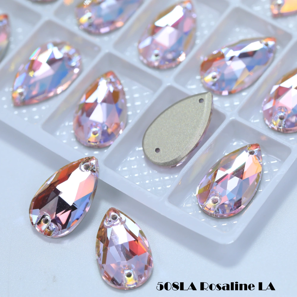 Shiny Color Coated Premium Grade Glass Crystal Water Drop Flat Buckle LA Hand Sewn Stone DIY Cloth Decor Bags Shoes Phone Cases