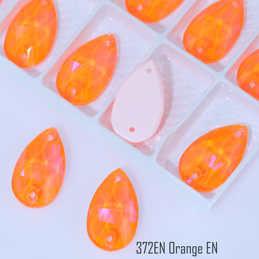 Sew-on Rhinestones for Clothing Decoration Crystal Glass Drop Stones with Sparkling Paint Effect EN Hand Sew-on Gemstones Pink