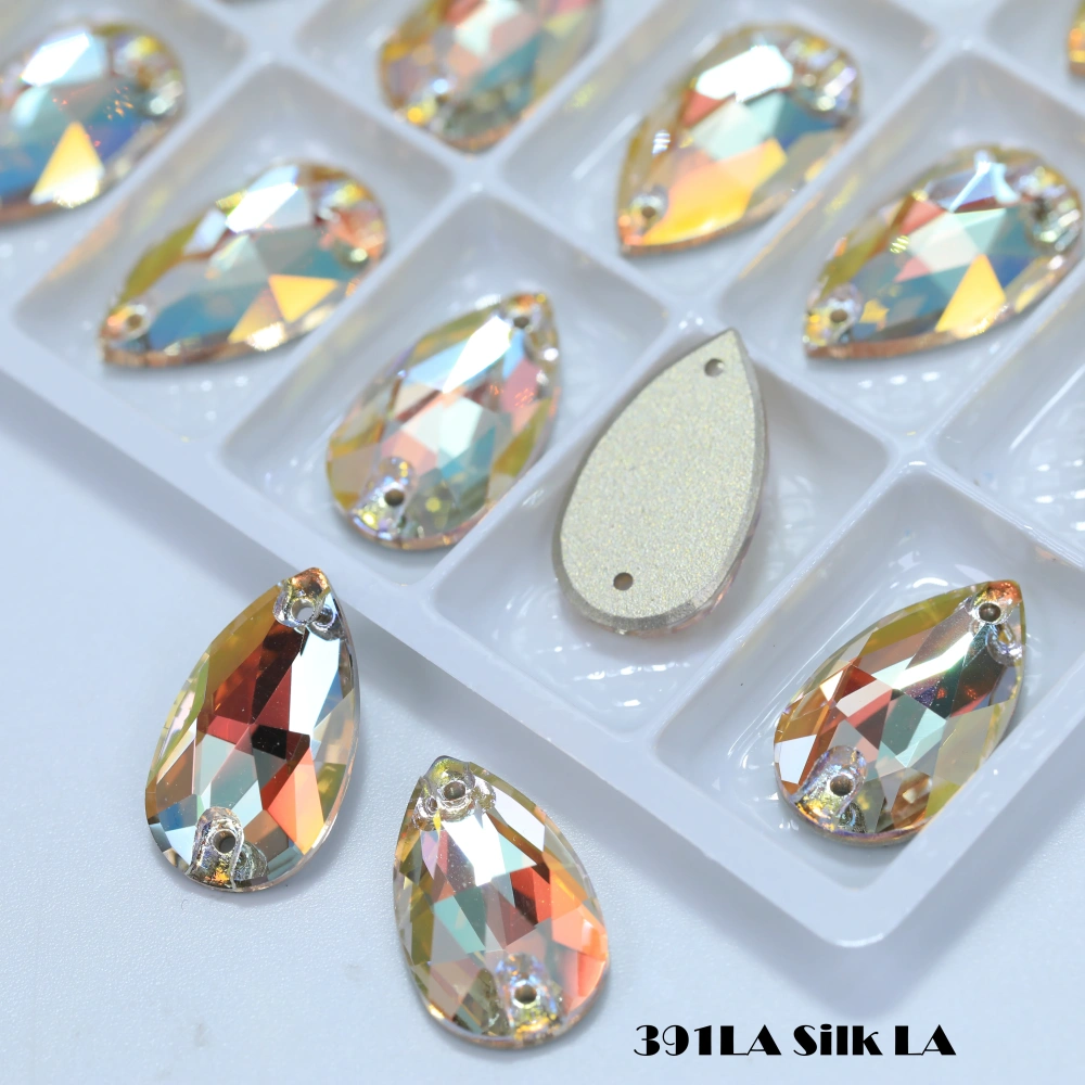Shiny Color Coated Premium Grade Glass Crystal Water Drop Flat Buckle LA Hand Sewn Stone DIY Cloth Decor Bags Shoes Phone Cases