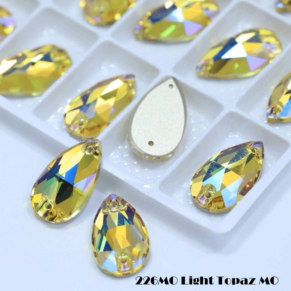 MO Sparkling Glass Rhinestone Drop Sew-on Stones Normal Color Plating Effect DIY Craft Clothing Shoe Bag Accessory Fancy Crystal