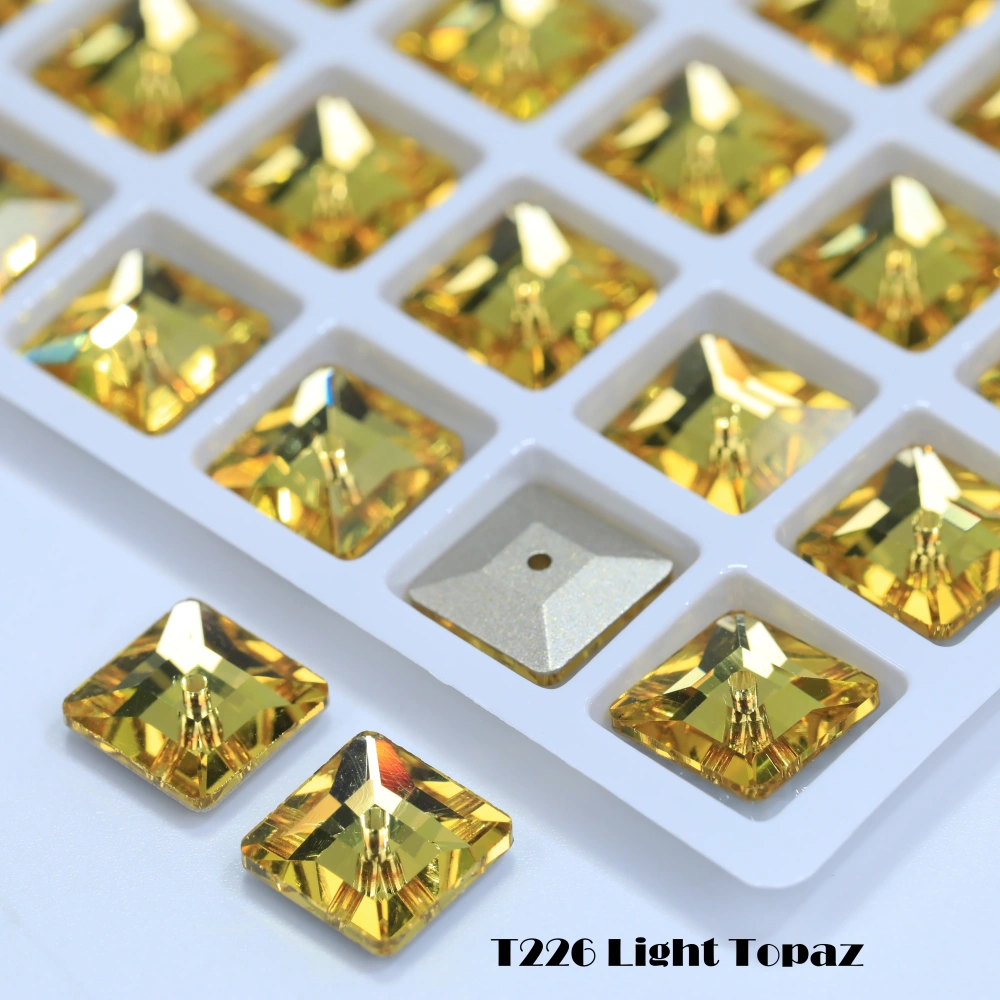 Premium Glass Crystal Square Lochrose Sew-on Stone White Coated Rhinestones For DIY Handmade Crafts Clothing Decor Accessories