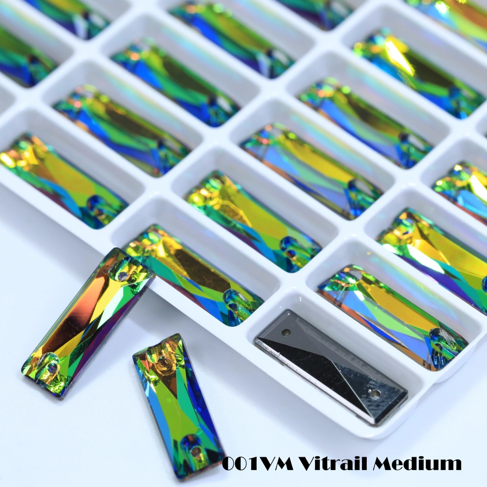 White Coated Cosmic Baguette Sew On Stones Long Glass Crystal Wedding Party Decor Nail Art DIY Craft Ornaments Craft Supplies
