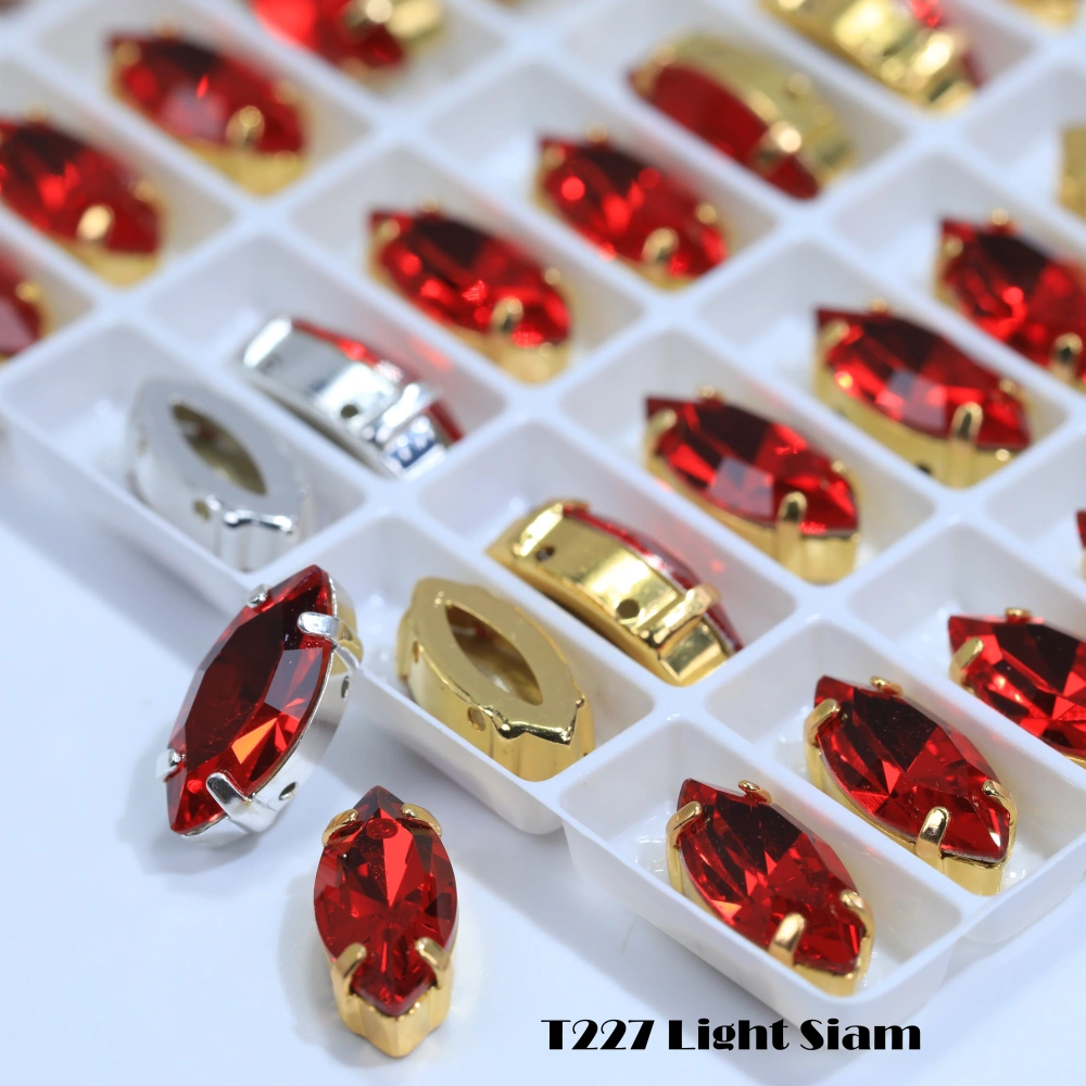 Marquise Claw Rhinestones Premium Glass Crystal Iridescent Color Coated Sparkling Shine Sew On Stones Clothing Phone Case DIY