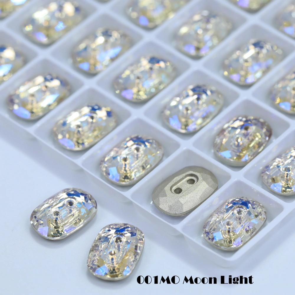 Rhinestones 2 Hole Round Octagen Buttons Stone-Design Version White Coated High Quality Crystal Sparkling Fancy for DIY Clothing
