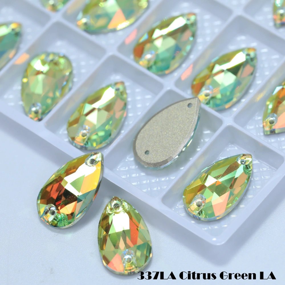 Shiny Color Coated Premium Grade Glass Crystal Water Drop Flat Buckle LA Hand Sewn Stone DIY Cloth Decor Bags Shoes Phone Cases
