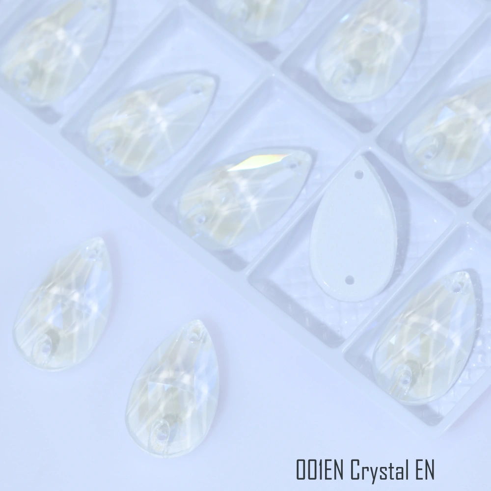 Sew-on Rhinestones for Clothing Decoration Crystal Glass Drop Stones with Sparkling Paint Effect EN Hand Sew-on Gemstones Pink