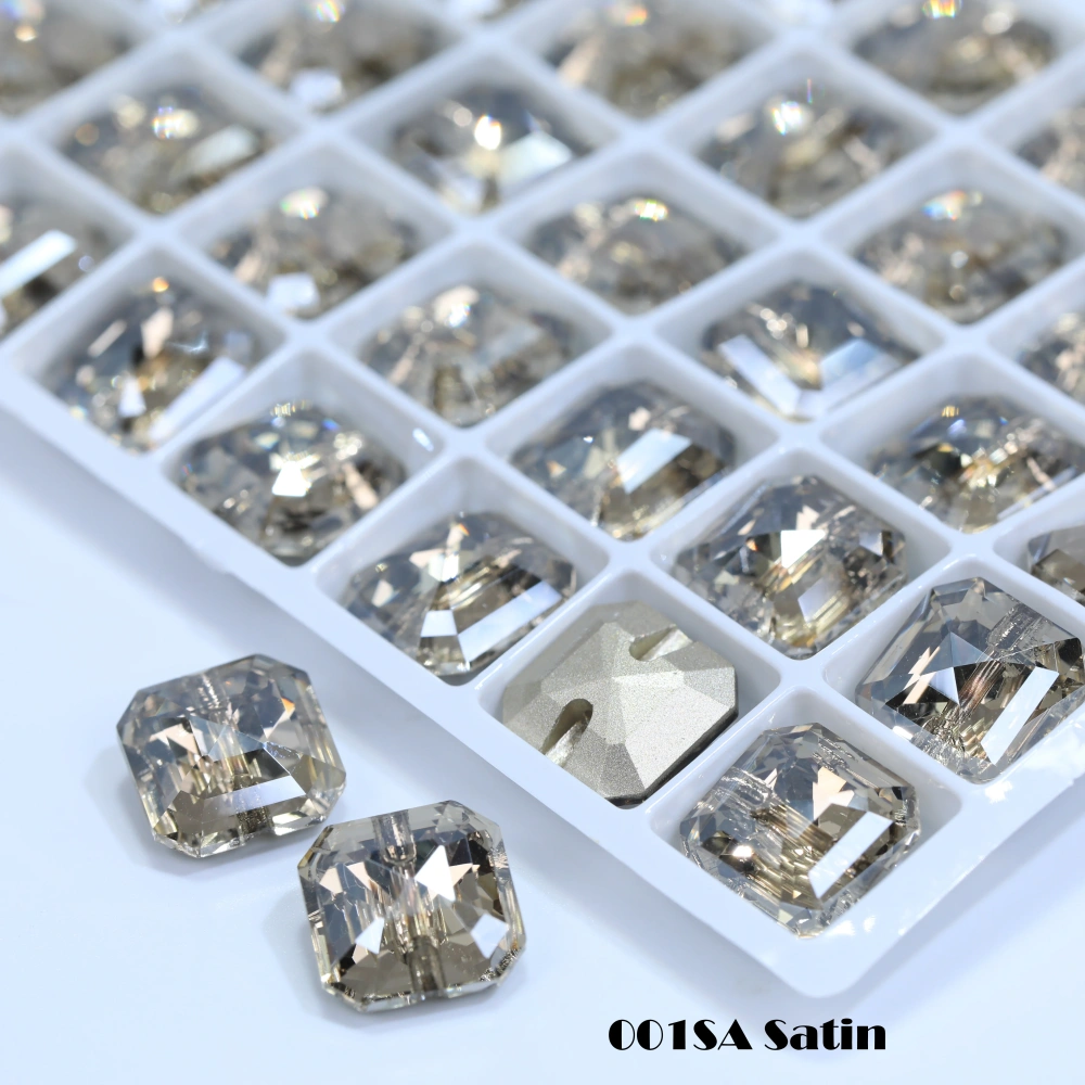 Princess Square Cross Hole Buttons High-Quality Glass Crystal Buttons for DIY Garment Decoration & Handicraft Making