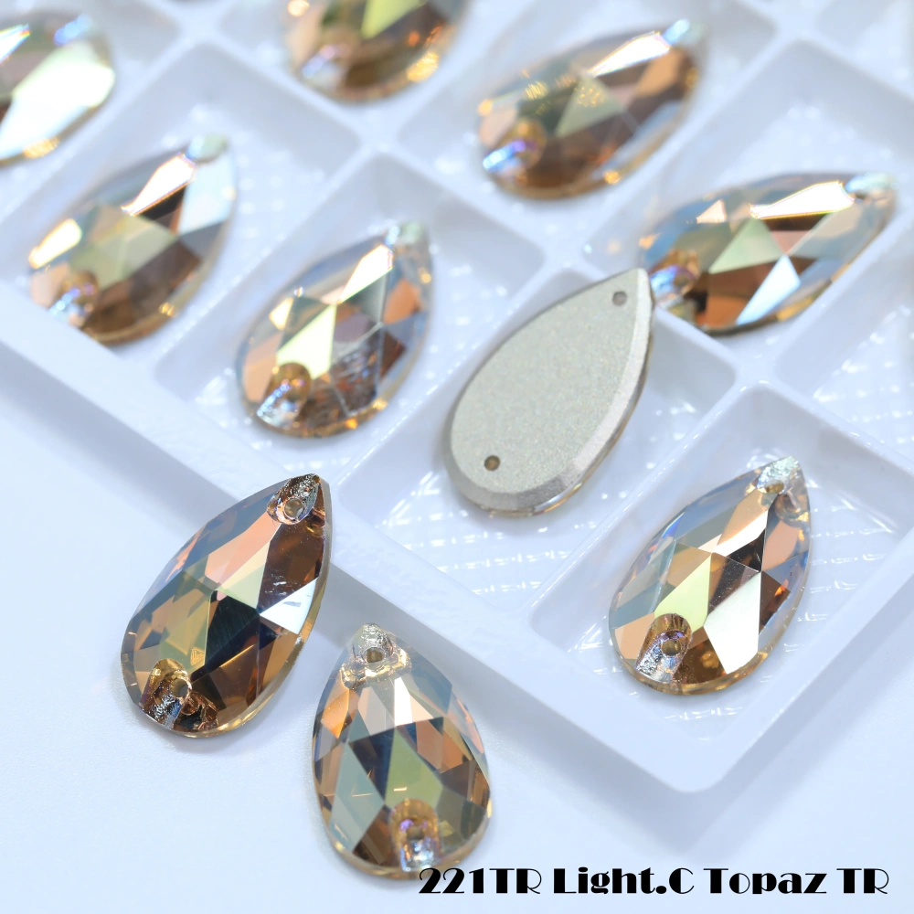 Drop TR Effect Transmission Silk Siam Glass Crystal Sewing Stones Flatback Sew on Rhinestones For Garment Clothes Bags