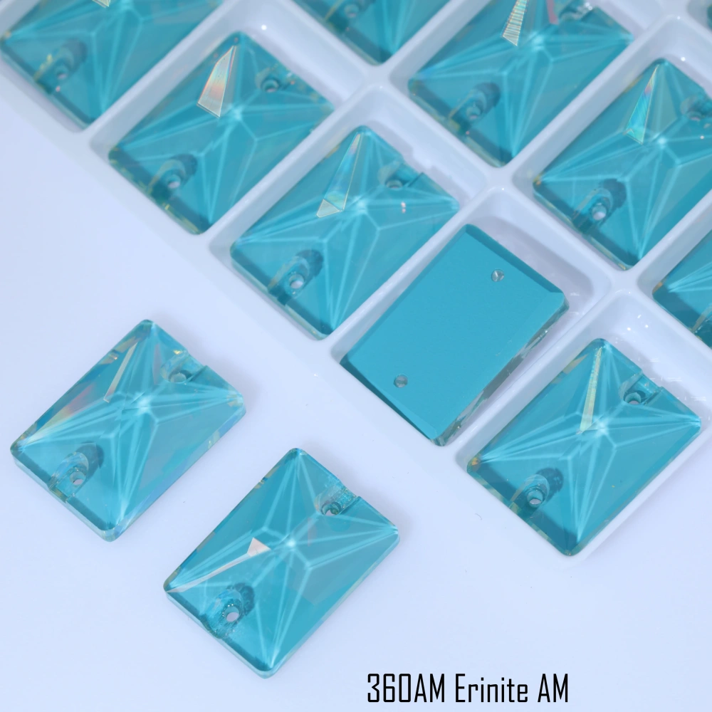 Rectangular Right-Angle AM Sew-On Glass Crystal White Glossy Finish DIY Craft Supplies For Clothing Phone Case Hair Accessories
