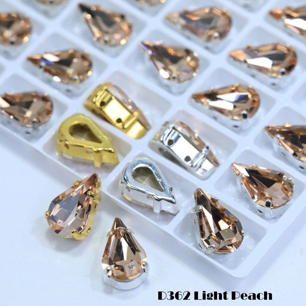 All Size Colour Tear Drop Glass Crystal Sewing Stone Sew on Rhinestones Gold Silver Claw Rhinestones For Garment Clothes Bags
