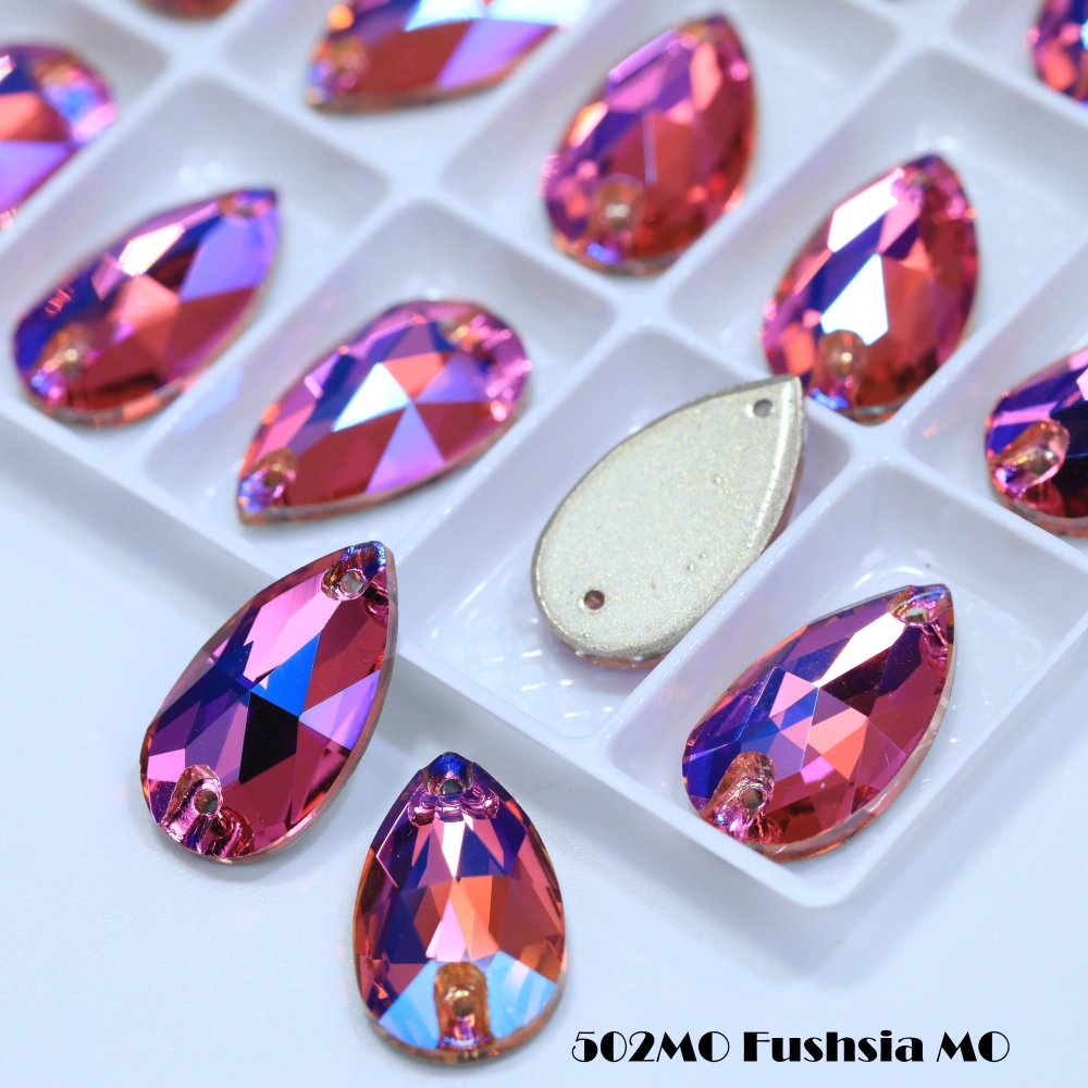 MO Sparkling Glass Rhinestone Drop Sew-on Stones Normal Color Plating Effect DIY Craft Clothing Shoe Bag Accessory Fancy Crystal