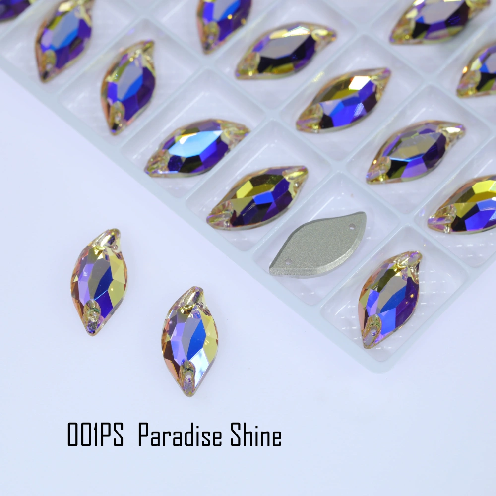 Rhinestone Diamond Leaf Sew-on Stone Crystal Plating Effect Various colors of high-quality K9 glass rhinestones with flat back