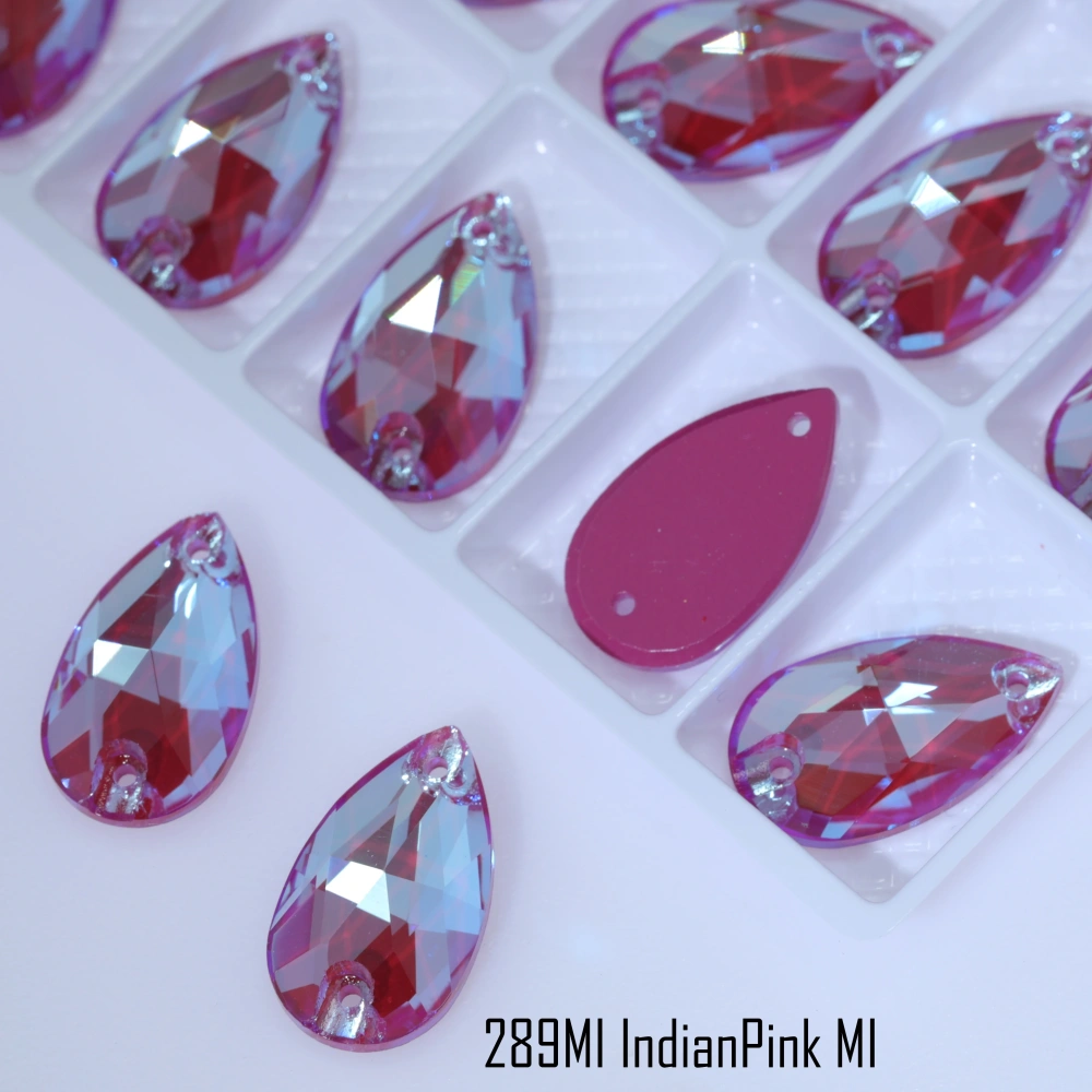 Sparkling Glass Crystal Sew-on Stones Rhinestone Drop Style with Paint Effect MI Shiny Hand Sewing Stones for DIY Craft Clothing