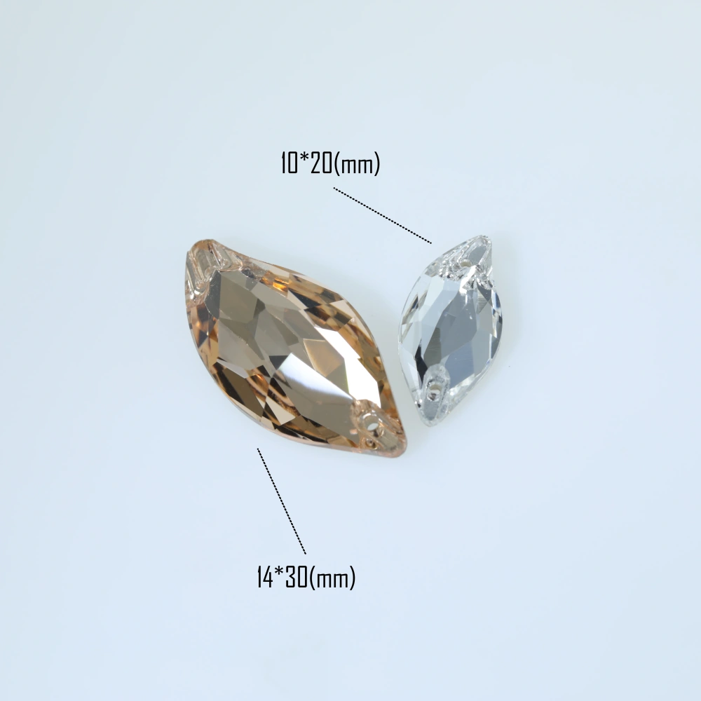 Rhinestone Diamond Leaf Sew-on Stone Crystal Plating Effect Various colors of high-quality K9 glass rhinestones with flat back