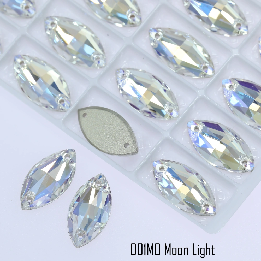 Rhinestone Navette Sew-on Stone Crystal Plating Effect Glass Sewing Stones for Clothing Top Quality Glass Crystal Sparkling