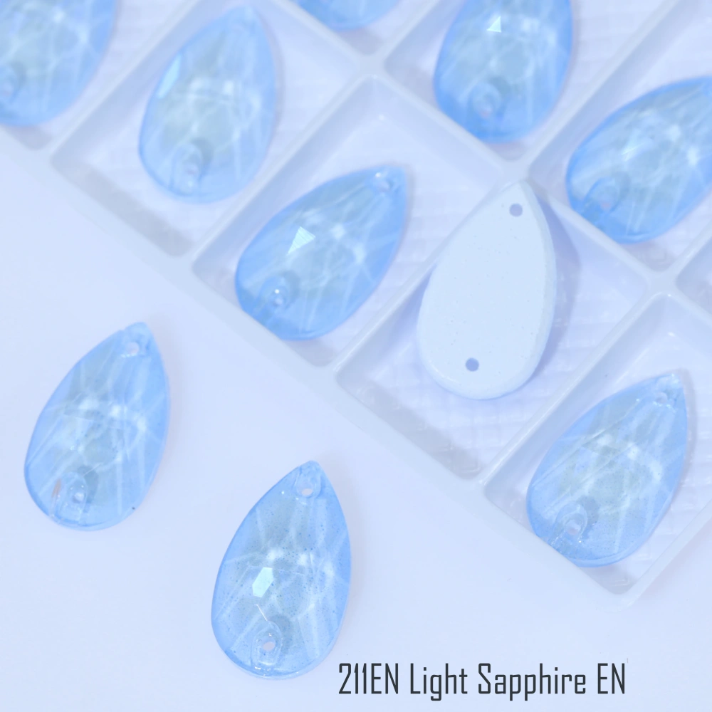 Sew-on Rhinestones for Clothing Decoration Crystal Glass Drop Stones with Sparkling Paint Effect EN Hand Sew-on Gemstones Pink