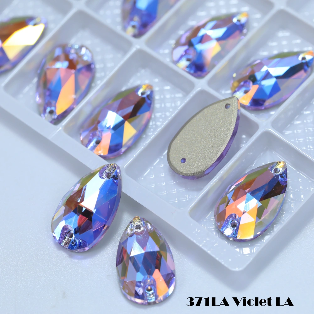 Shiny Color Coated Premium Grade Glass Crystal Water Drop Flat Buckle LA Hand Sewn Stone DIY Cloth Decor Bags Shoes Phone Cases