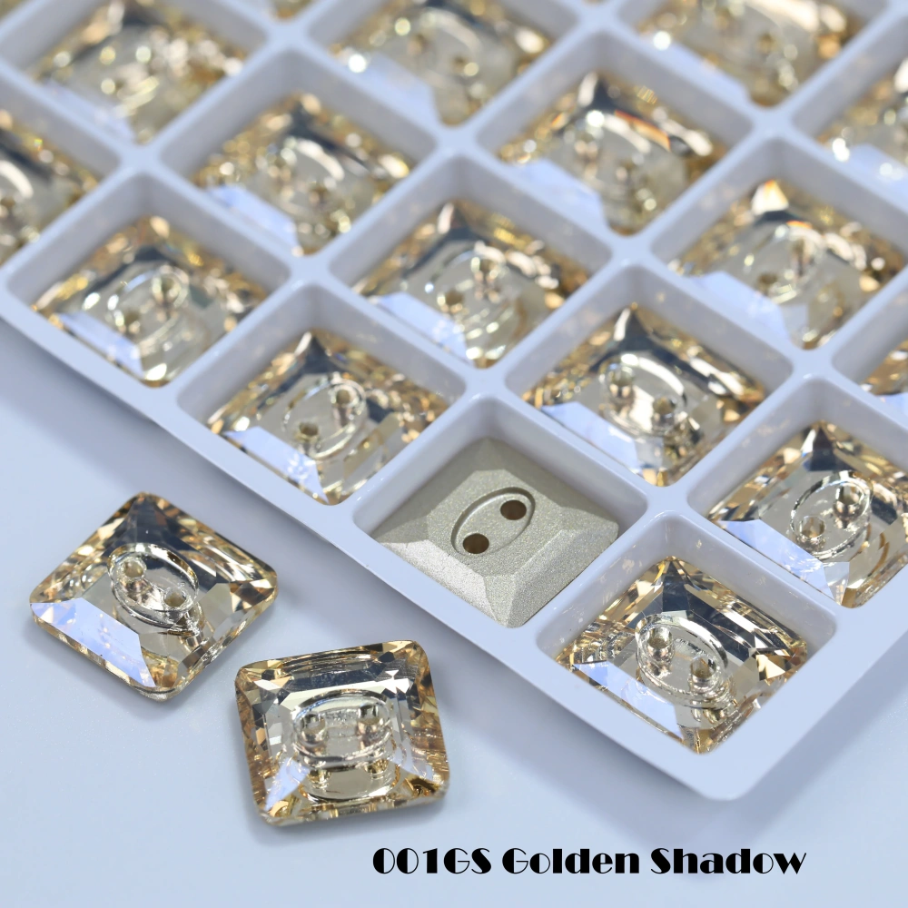 High Quality Rhinestones 2 Hole Square Crystal Buttons Stones  White Coated Sew-on Sparkling Fancy for DIY Crafts Wedding Dress
