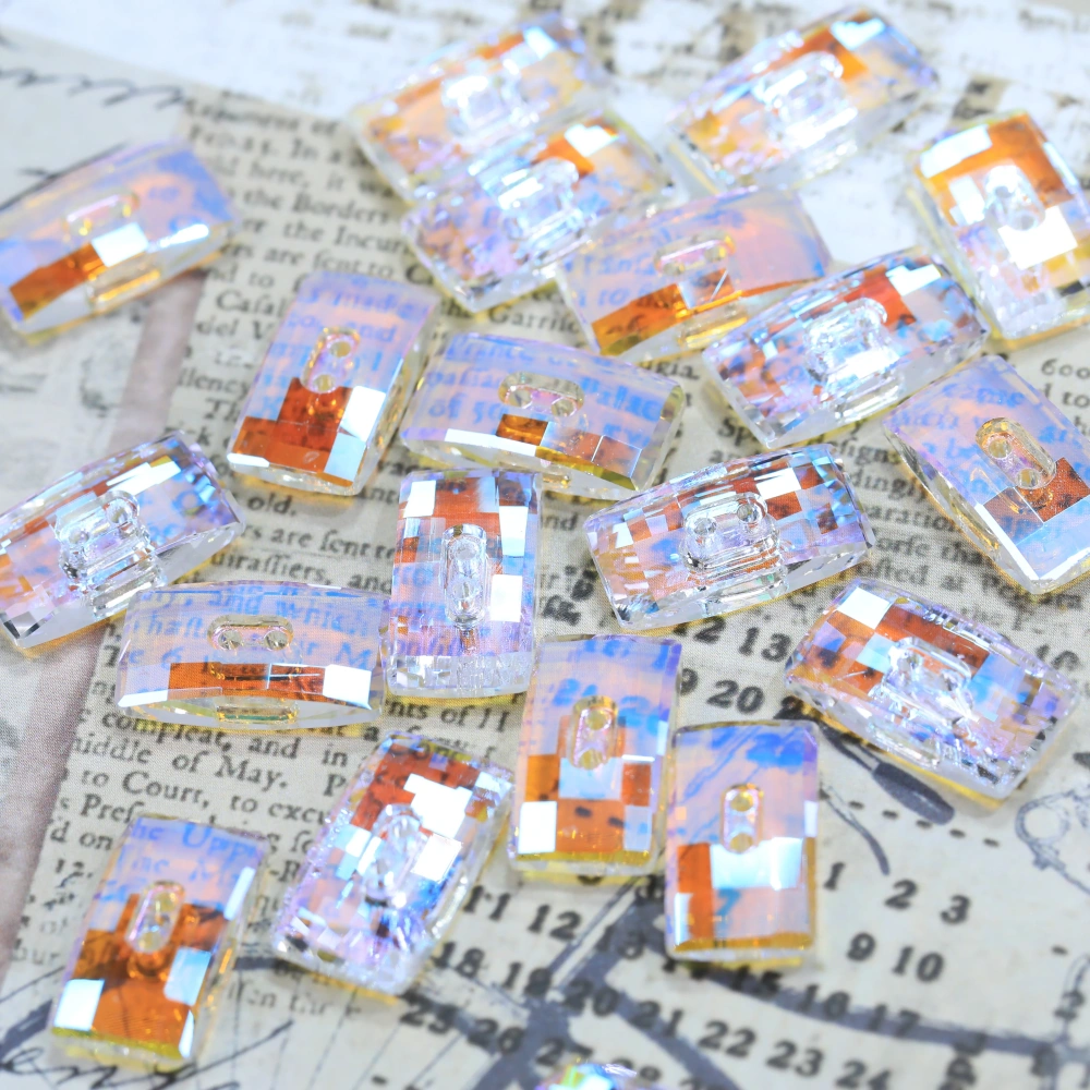 Normal Color Rhinestones Rectangle Square Chessboard Crystal Buttons Stone-Design Version DIY Garment Accessories Dress Crafts