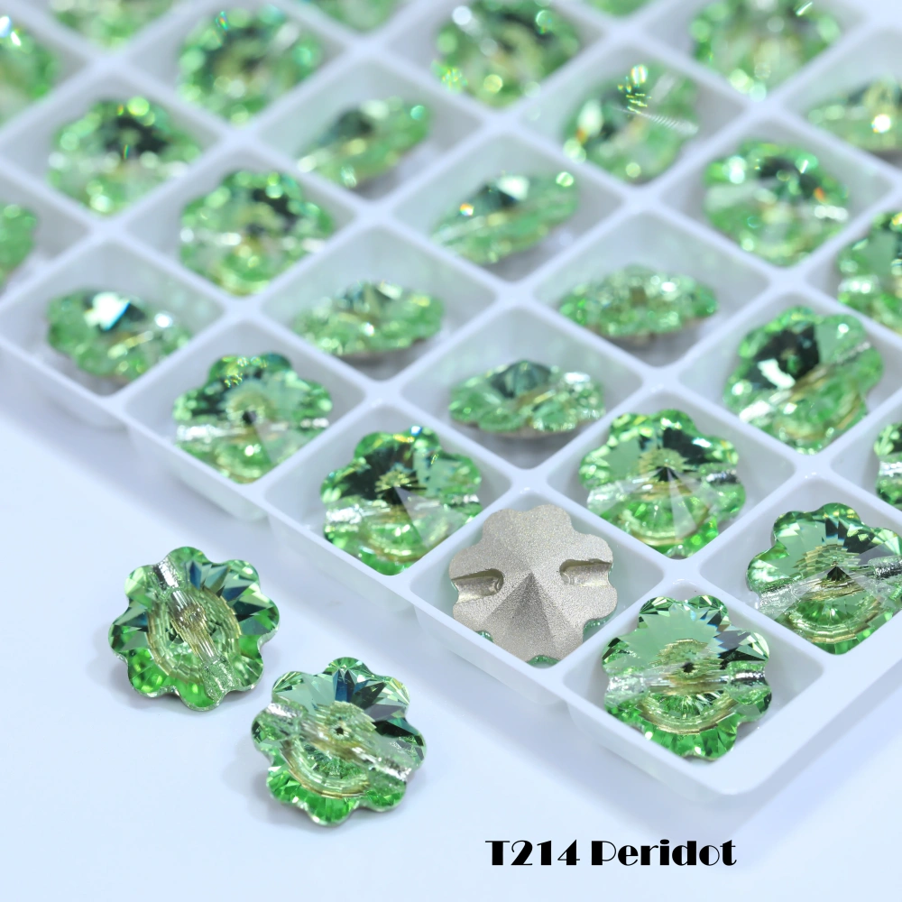 5A Grade High Quality Sparkling Glass Crystal Buttons Clover Shape Cross Hole Shiny Buttons for Clothing Sewing Accessories
