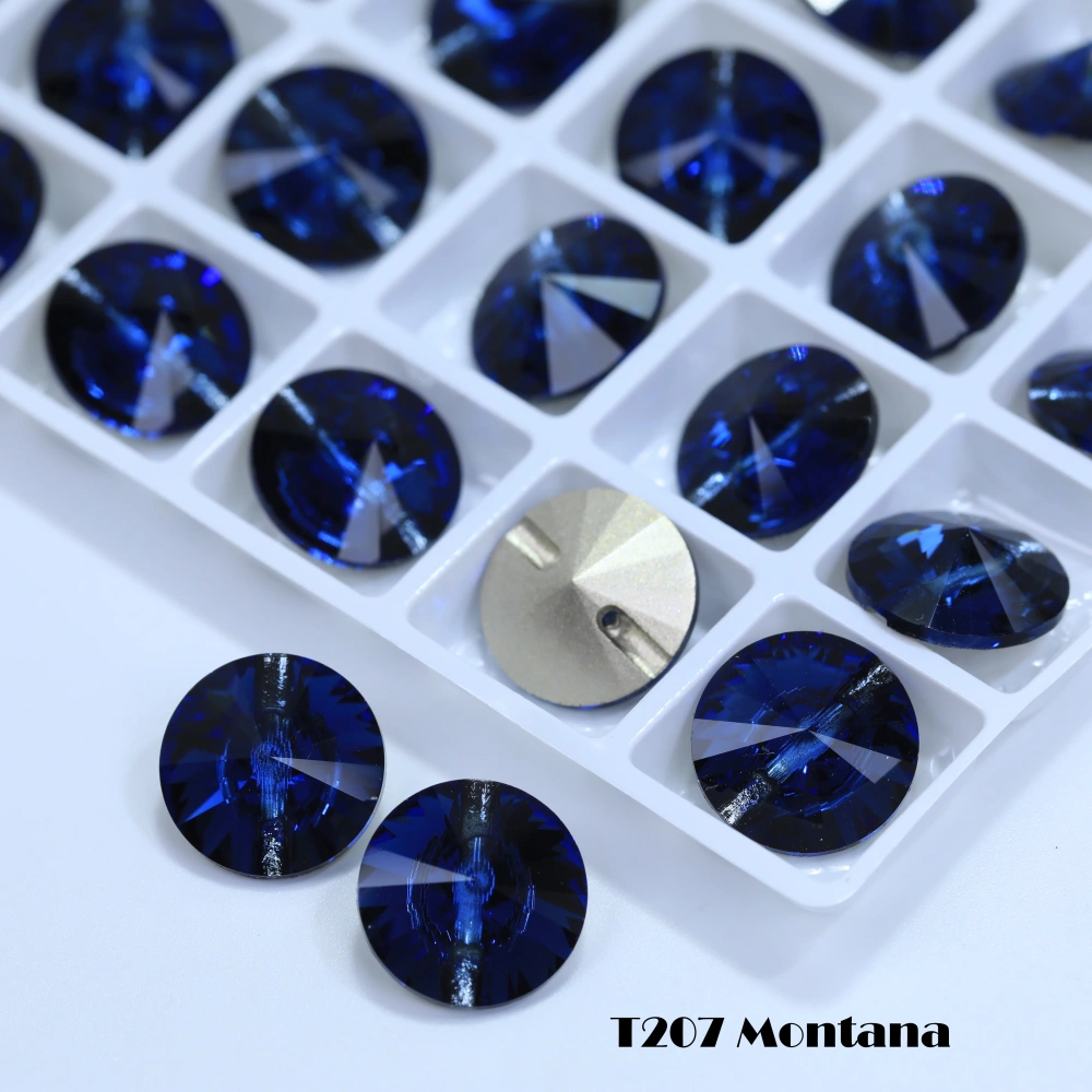 High Quality Universal Rivoli Cross Hole Buttons Shiny Rhinestone Buttons for Clothes Bags Shoes Garment DIY Sewing Decorative