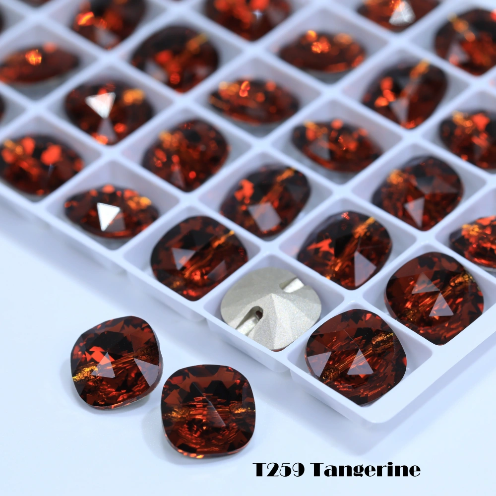 5A Grade Sparkling Cushion Cross Hole Crystal Buttons for Wedding Dress Blouse DIY Clothing Decor Accessories Siam Rose