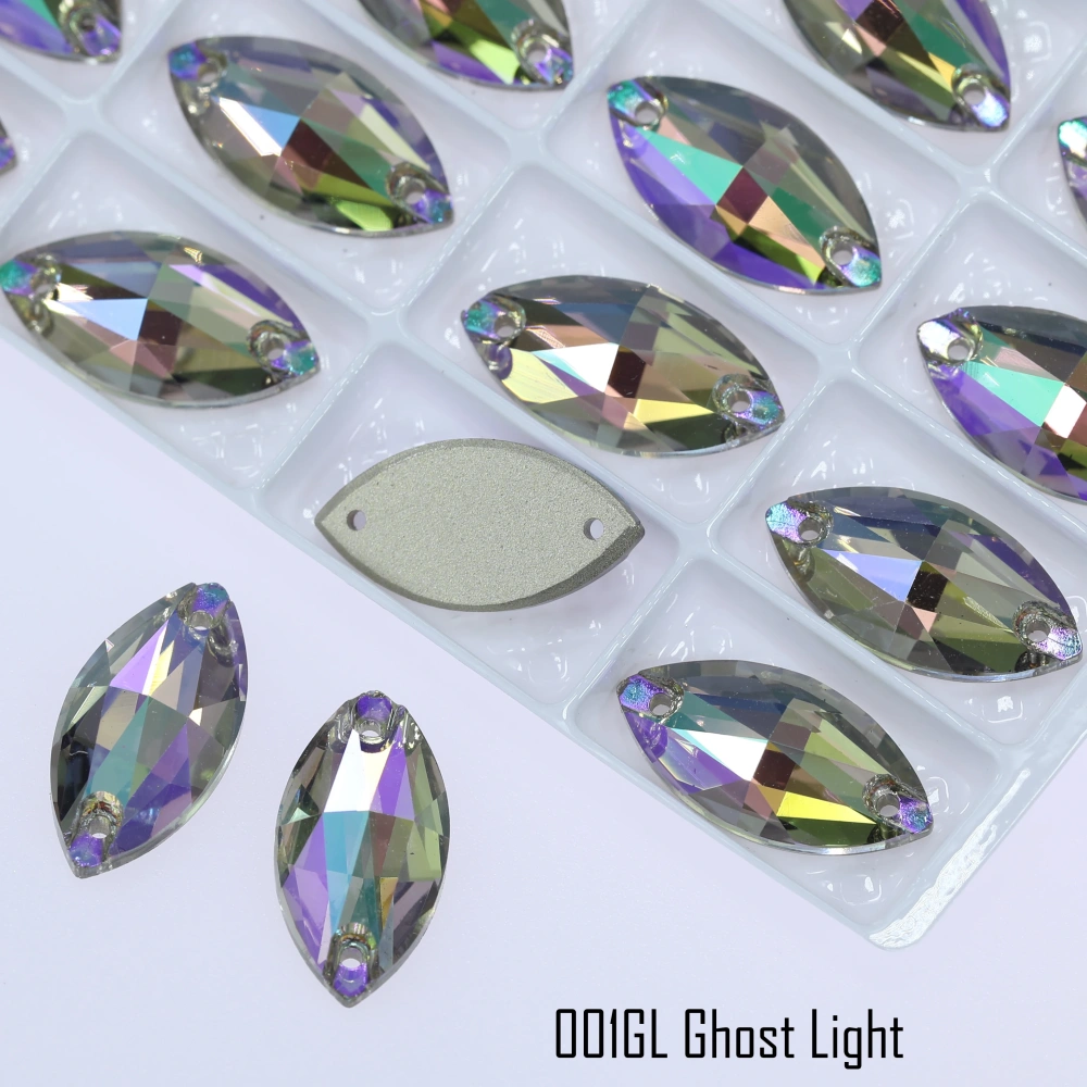Rhinestone Navette Sew-on Stone Crystal Plating Effect Glass Sewing Stones for Clothing Top Quality Glass Crystal Sparkling