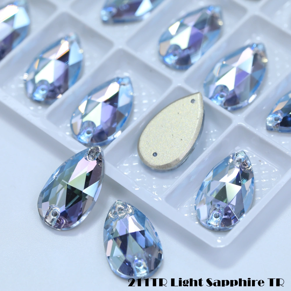 Drop TR Effect Transmission Silk Siam Glass Crystal Sewing Stones Flatback Sew on Rhinestones For Garment Clothes Bags
