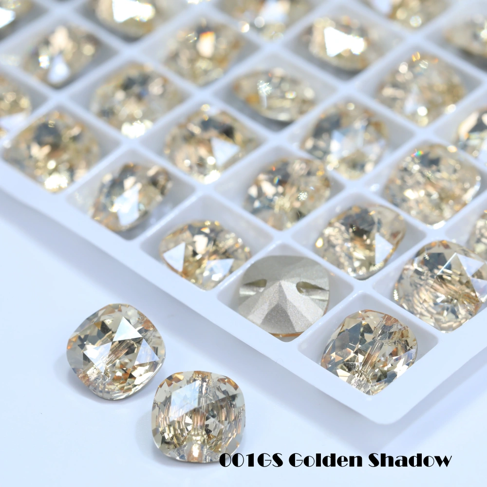 5A Grade Sparkling Cushion Cross Hole Crystal Buttons for Wedding Dress Blouse DIY Clothing Decor Accessories Siam Rose