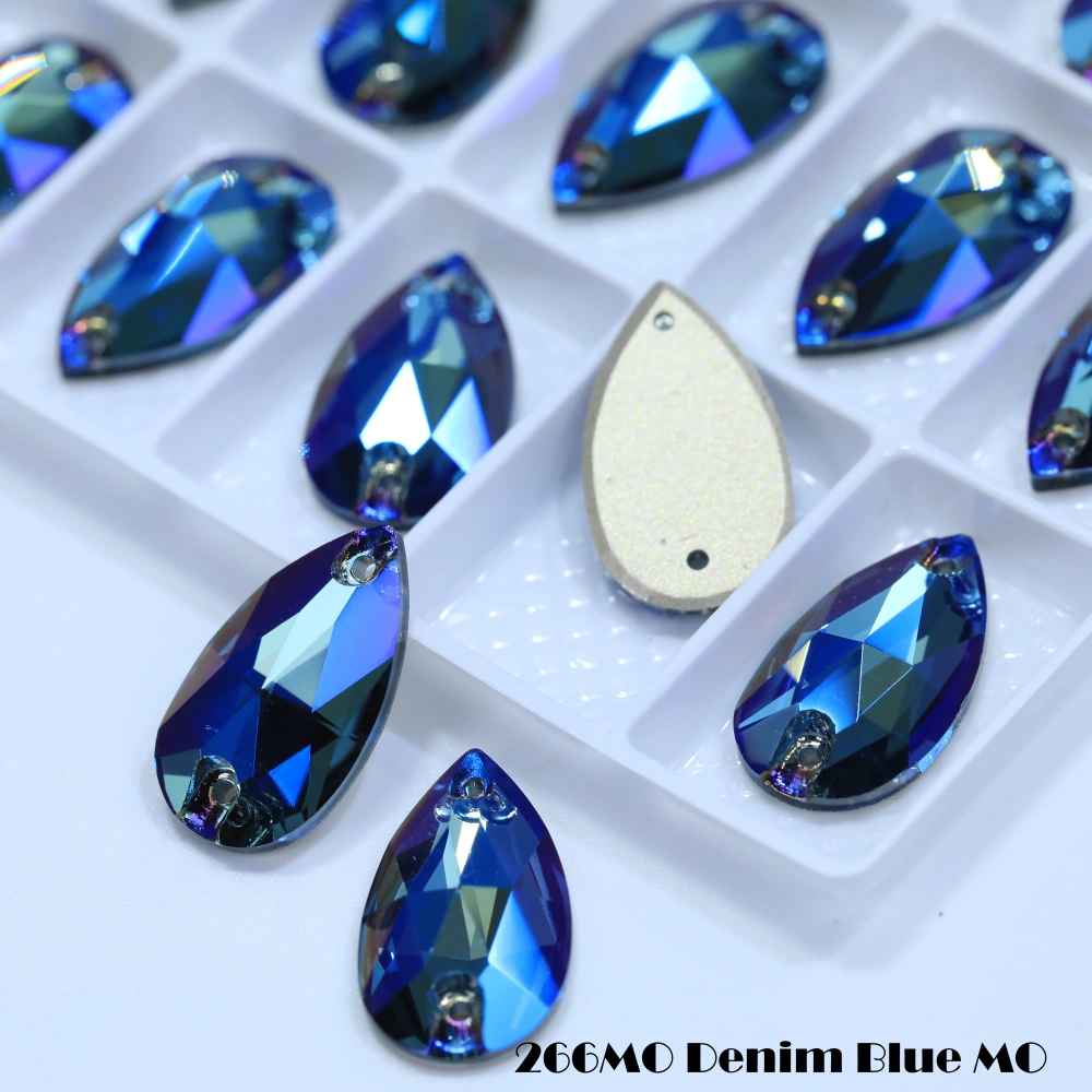 MO Sparkling Glass Rhinestone Drop Sew-on Stones Normal Color Plating Effect DIY Craft Clothing Shoe Bag Accessory Fancy Crystal