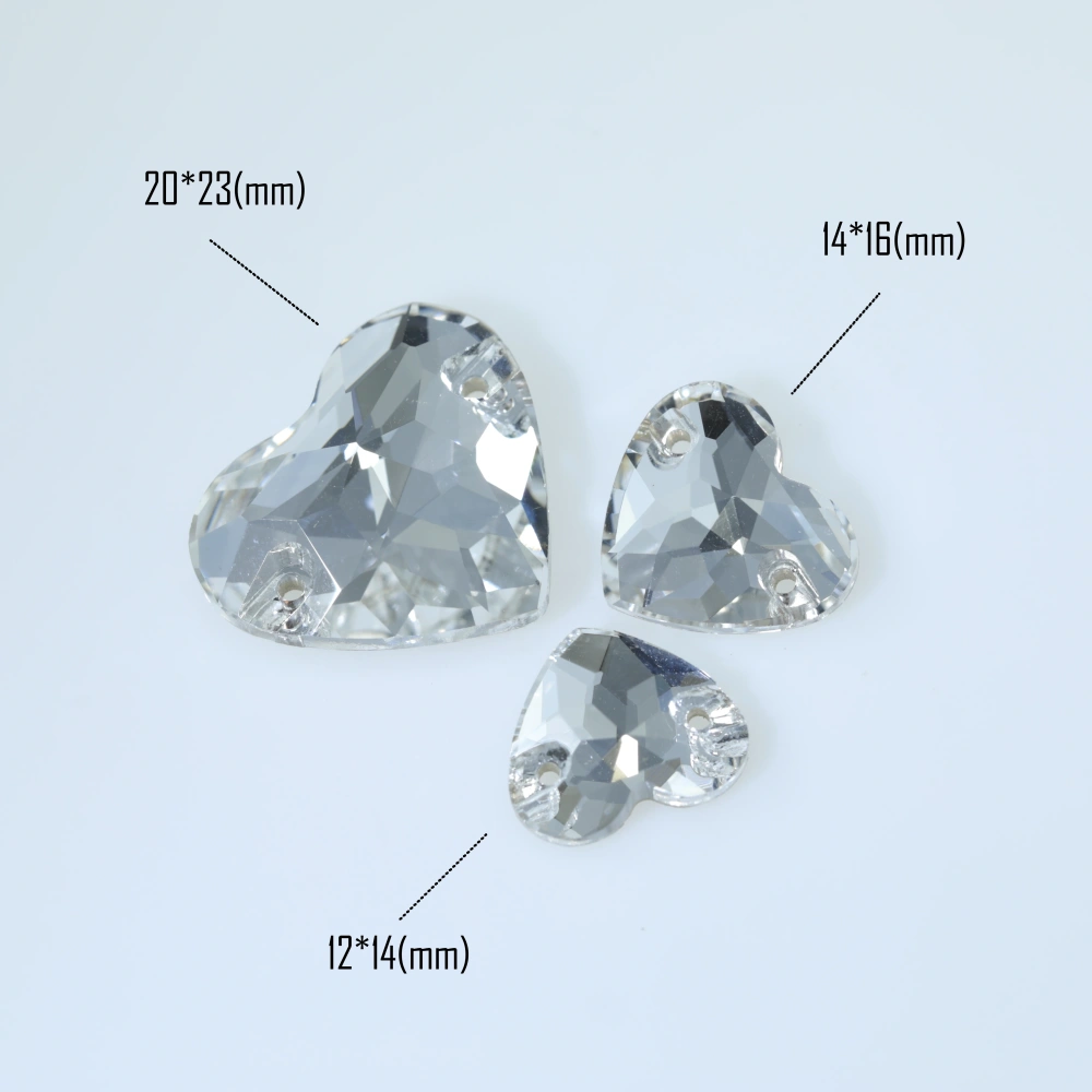 Glass Crystal Sew-on Stones Heart Shape - Paint Effect Craft Beads for DIY Clothing Bags Shoes Hair Accessories Scrapbooking
