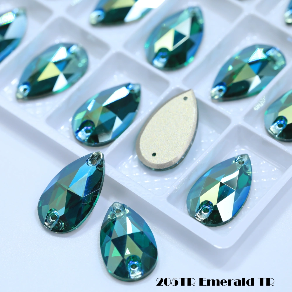 Drop TR Effect Transmission Silk Siam Glass Crystal Sewing Stones Flatback Sew on Rhinestones For Garment Clothes Bags