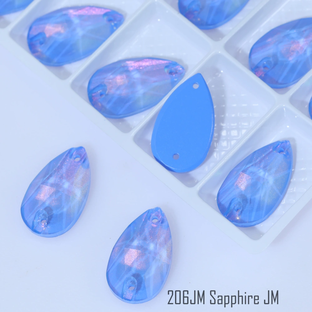 JM Effect Rhinestone Sparkling Glass Crystal Sew-on Stones Drop Style with Paint Effect for DIY Craft Clothing Accessories Shoes