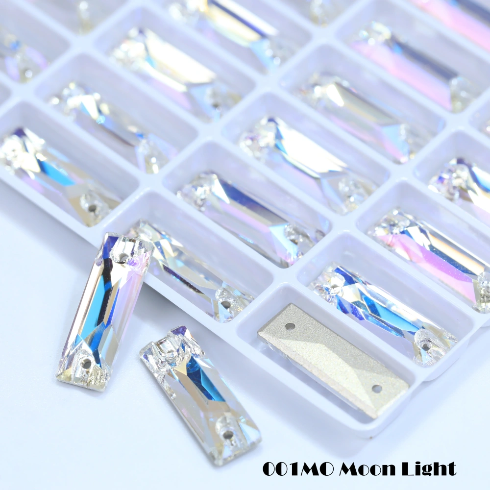 White Coated Cosmic Baguette Sew On Stones Long Glass Crystal Wedding Party Decor Nail Art DIY Craft Ornaments Craft Supplies