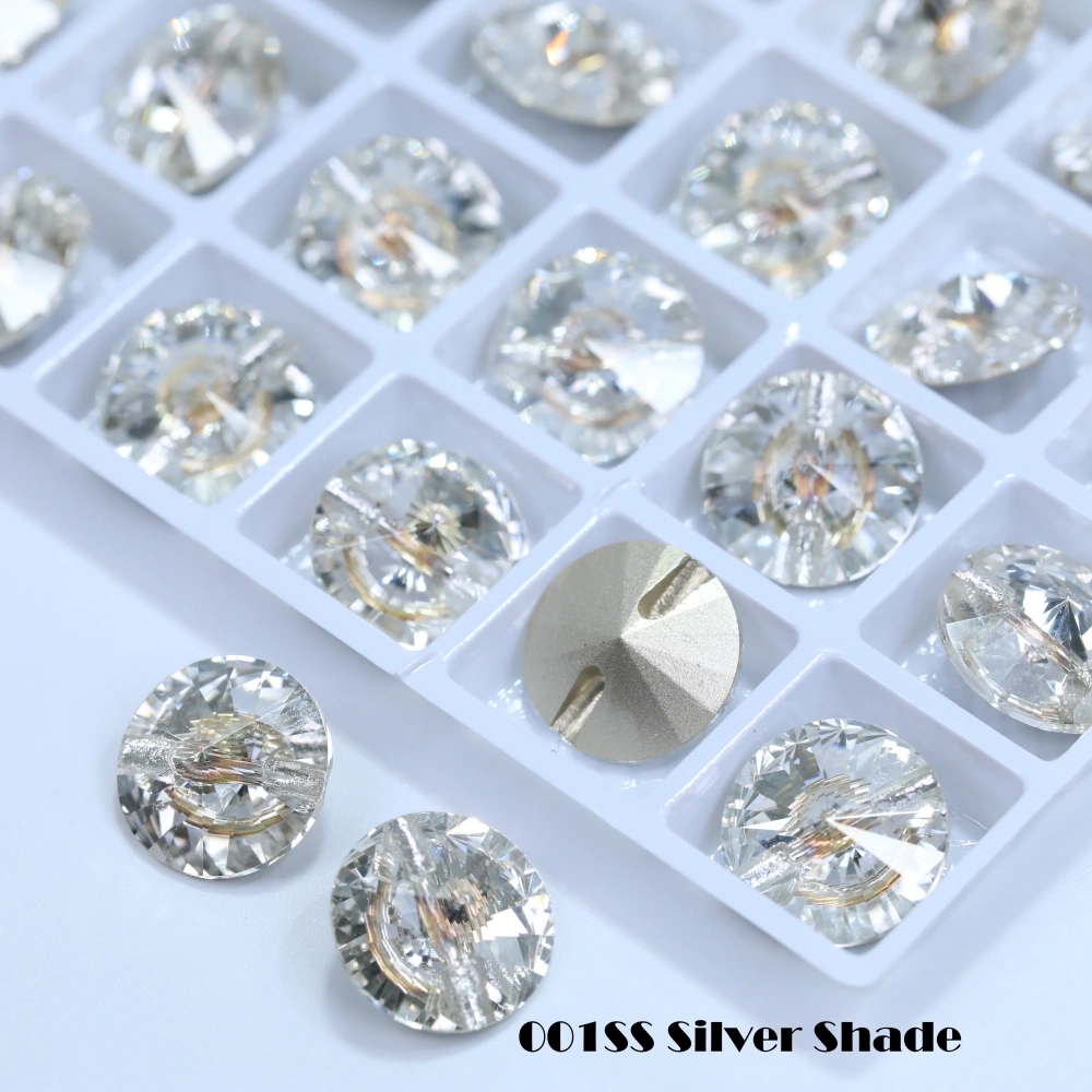 Shiny Crystal Rhinestone Buttons Satellite Horizontal Hole Buttons, High Quality Clothing Accessories for Wedding Dresses Bag
