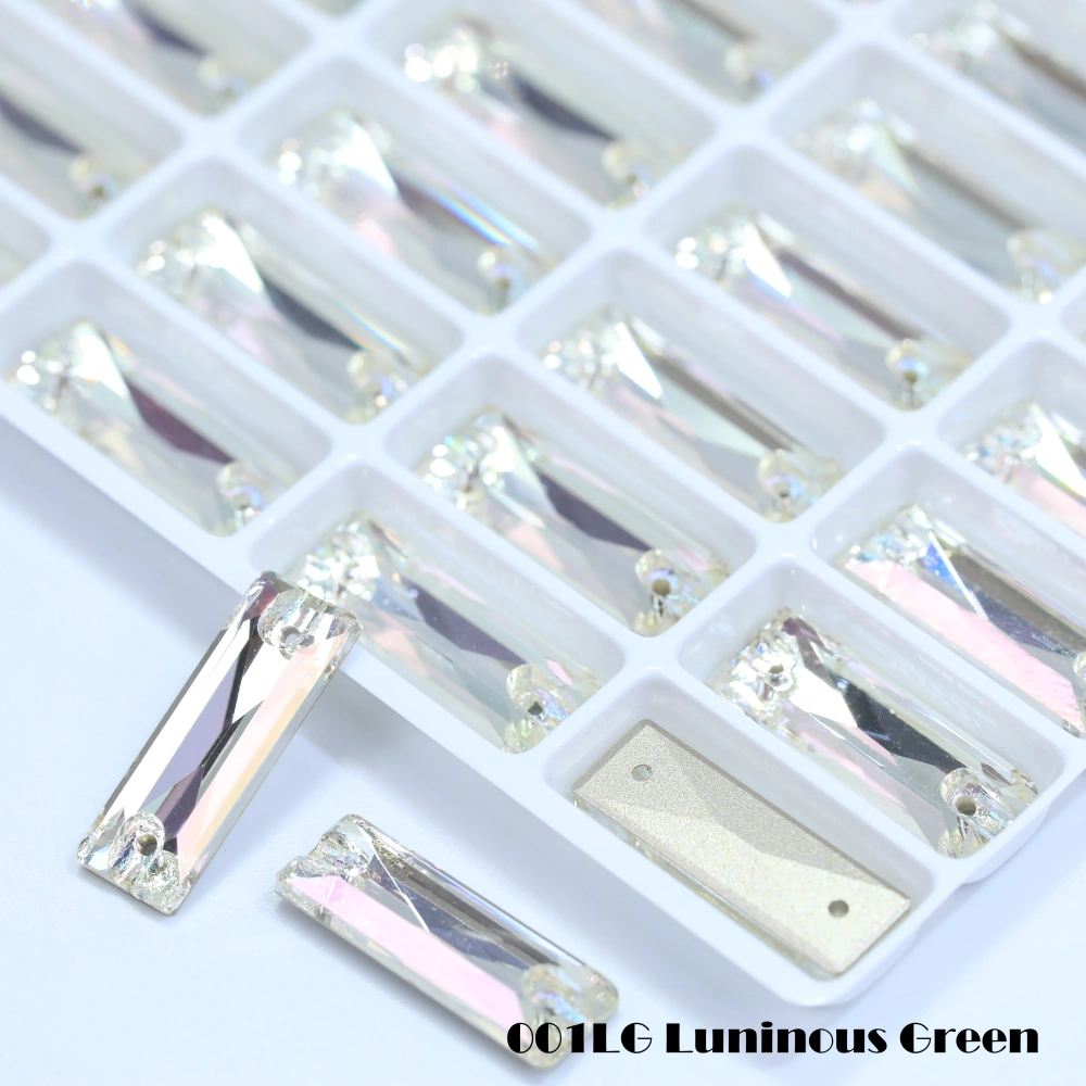 White Coated Cosmic Baguette Sew On Stones Long Glass Crystal Wedding Party Decor Nail Art DIY Craft Ornaments Craft Supplies